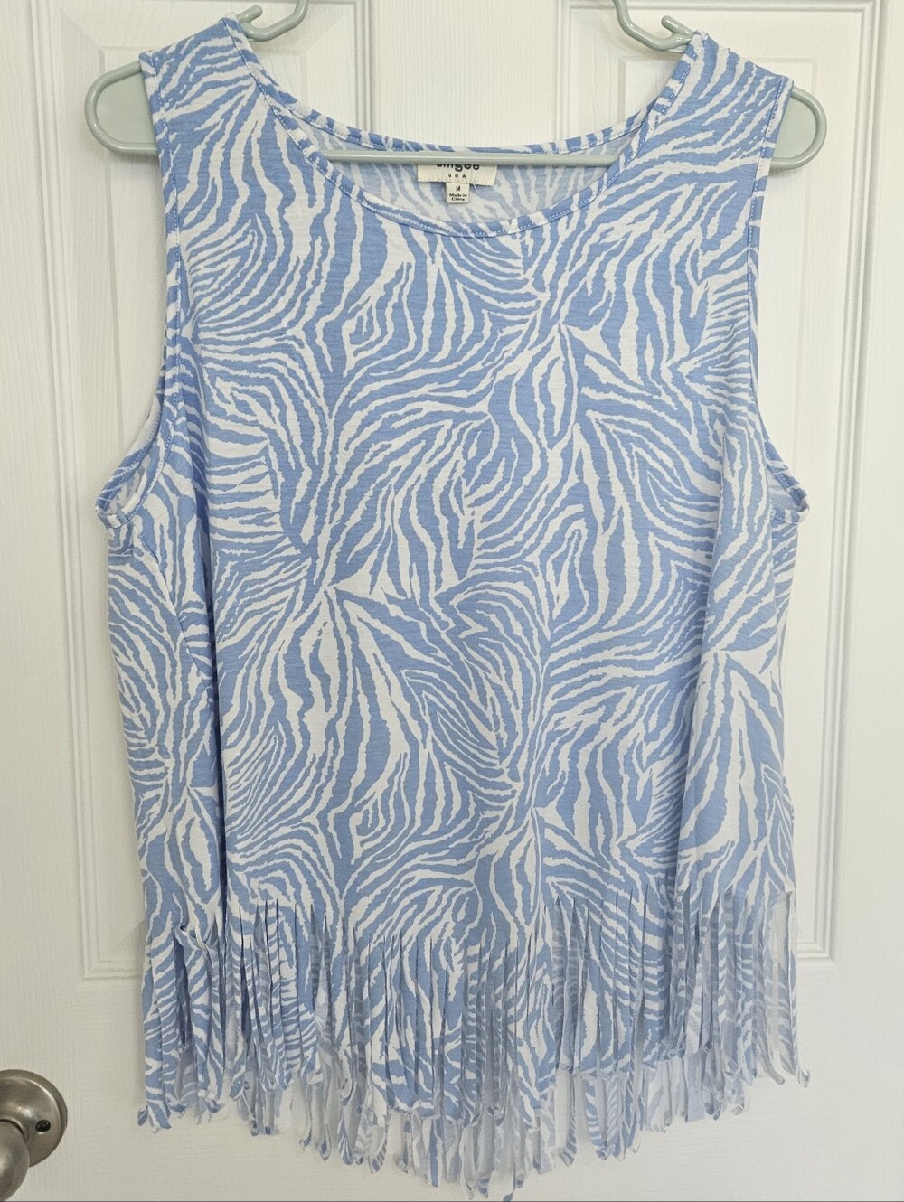Umgee Animal Print Fringe Top